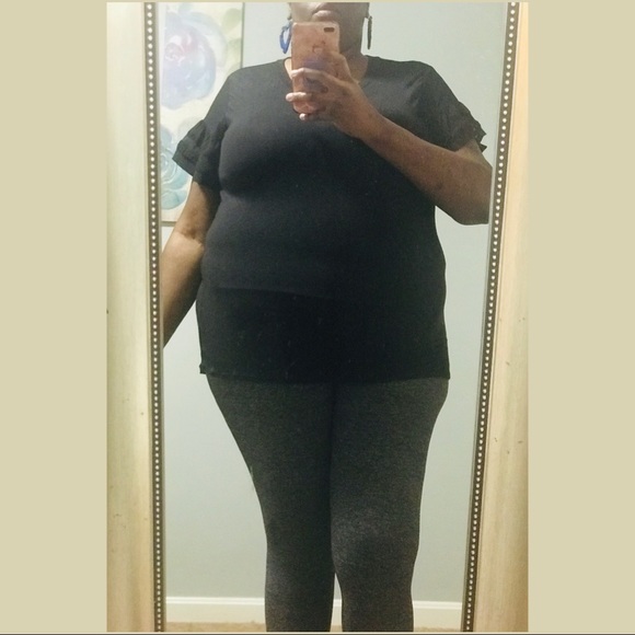 XL TIME & TRU Black Ruffle Sleeve Top (Plus Size) - Picture 2 of 6